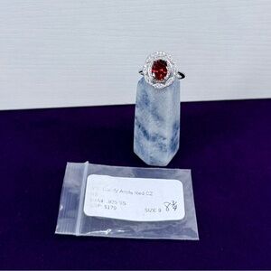 New Ryze Party Core Line Candy Apple Red CZ .925 Sterling Silver Ring Size 9